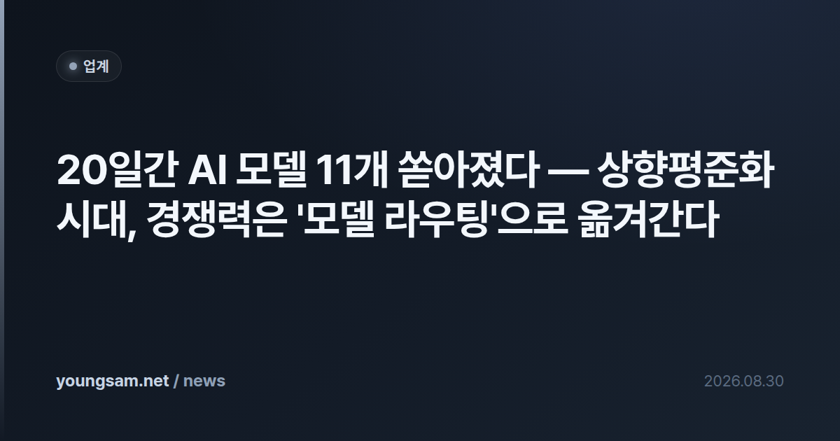 20일간 AI 모델 11개 쏟아졌다 — 상향평준화 시대, 경쟁력은 '모델 라우팅'으로 옮겨간다