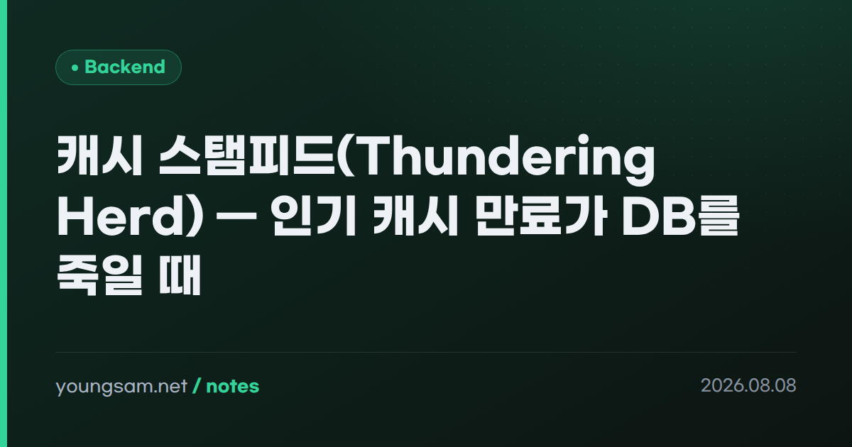 캐시 스탬피드(Thundering Herd) — 인기 캐시 만료가 DB를 죽일 때