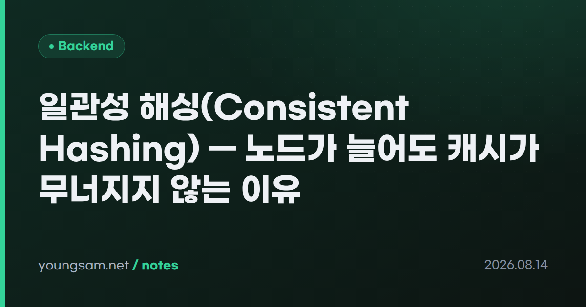 일관성 해싱(Consistent Hashing) — 노드가 늘어도 캐시가 무너지지 않는 이유