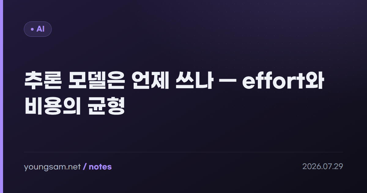 추론 모델은 언제 쓰나 — effort와 비용의 균형