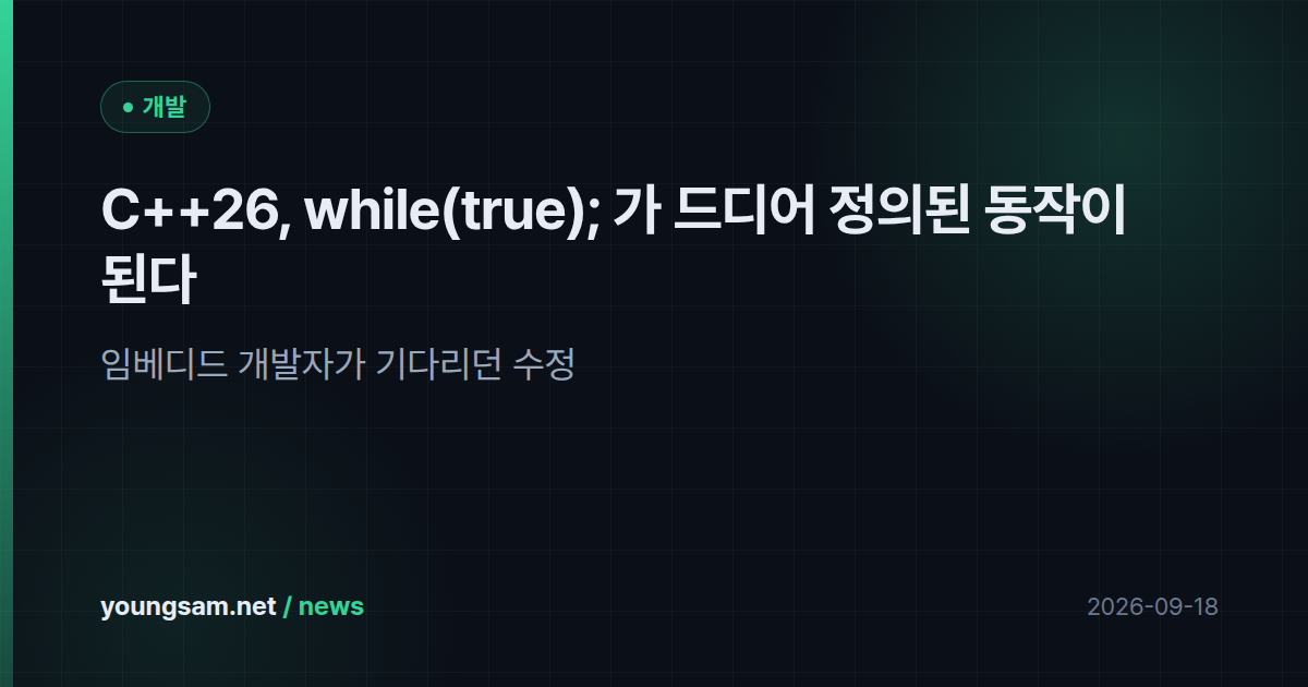 C++26, while(true); 가 드디어 정의된 동작이 된다 — 임베디드 개발자가 기다리던 수정