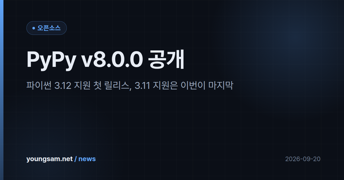 PyPy v8.0.0 공개 — 파이썬 3.12 지원 첫 릴리스, 3.11 지원은 이번이 마지막