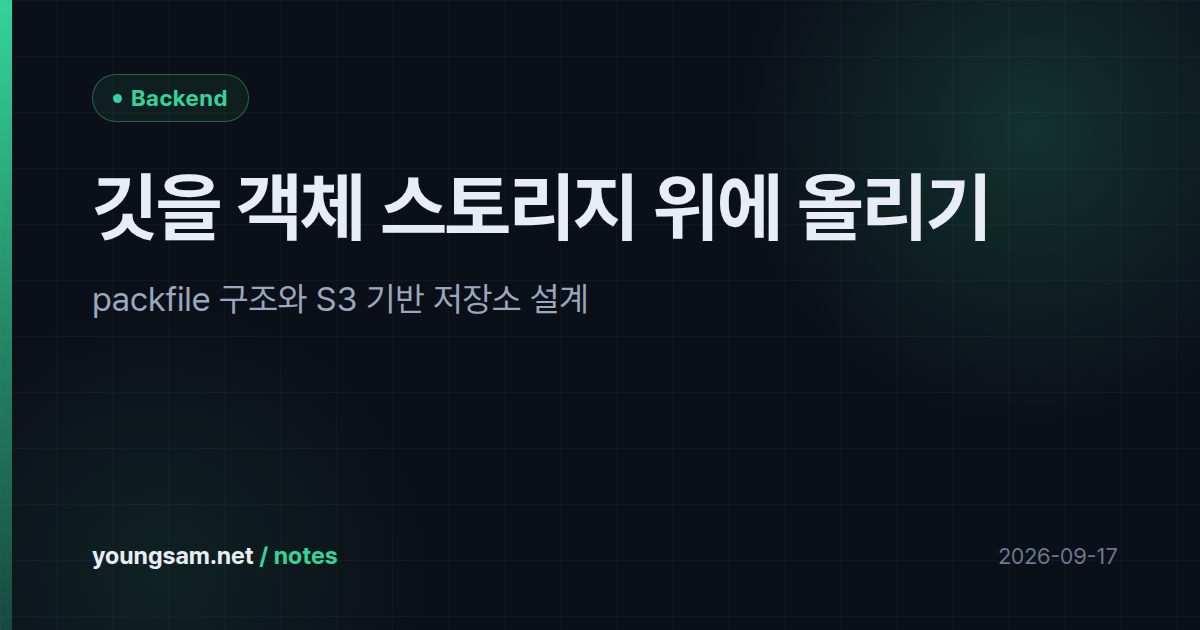 깃을 객체 스토리지 위에 올리기 — packfile 구조와 S3 기반 저장소 설계