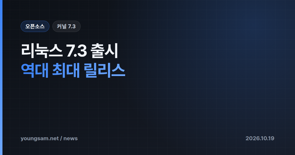 리눅스 커널 7.3 출시 — 커밋 1만8천여 개 역대 최대, 샌드박스용 failfs·sched_ext 서브스케줄러 완성